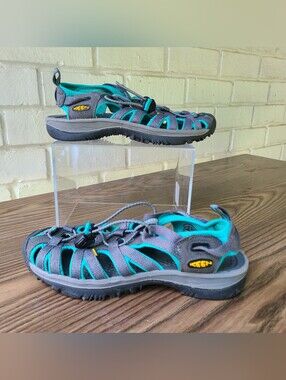 KEEN Whisper Womens Size 6 Dark Shadow Aqua Blue/ Gray Athletic Hiking Sandals